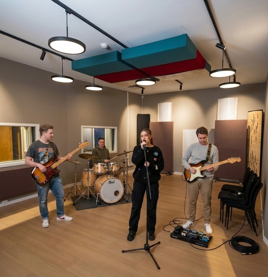 Popband under preproduksjon i hovedstudio hos Mobula Music